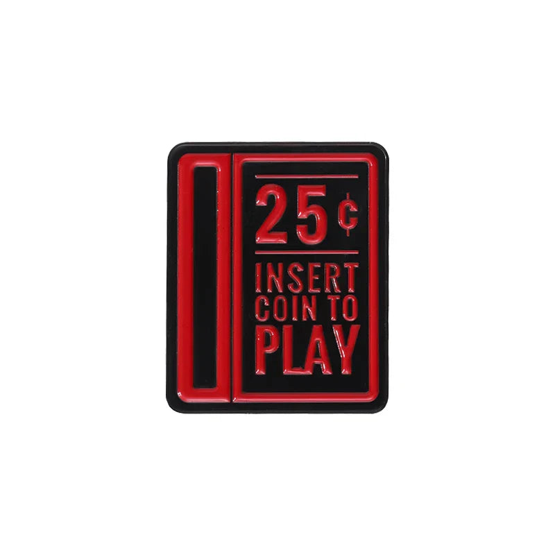 Arcade Enamel Pins Insert Coin Brooches Lapel Badges Cartoon Jewelry Gift