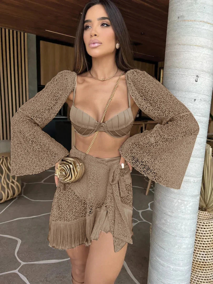 Deanea Tassel three piece swimsuit