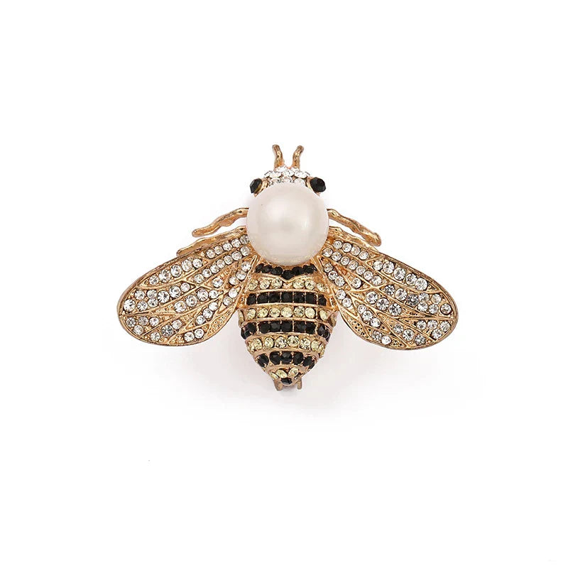 Rhinestone Bee Brooch Pearl Corsage Cardigan Suit Accessory Gift