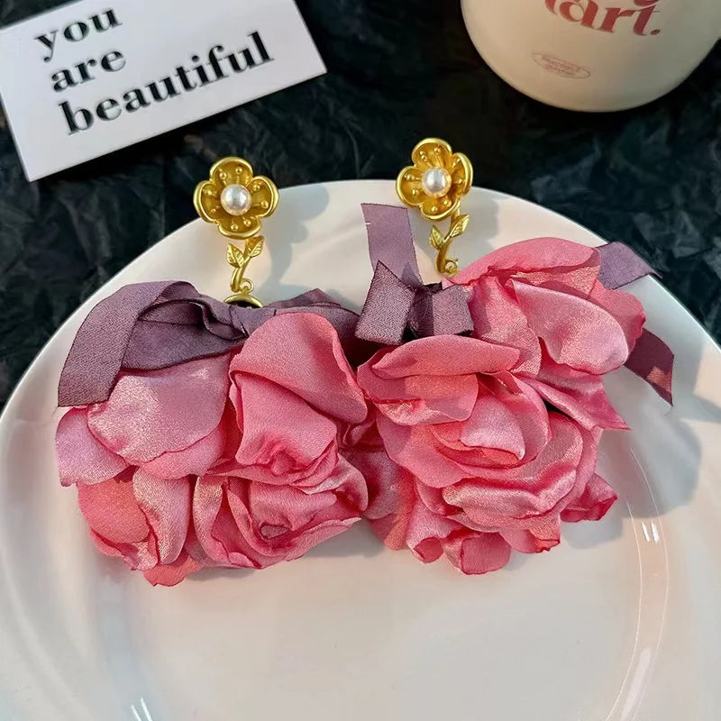 Handmade Cotton Long Tassel  Earrings