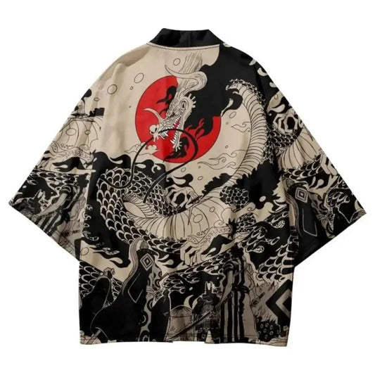 🐉 Japanese Style - Anime Dragon Print - Haori Yukata