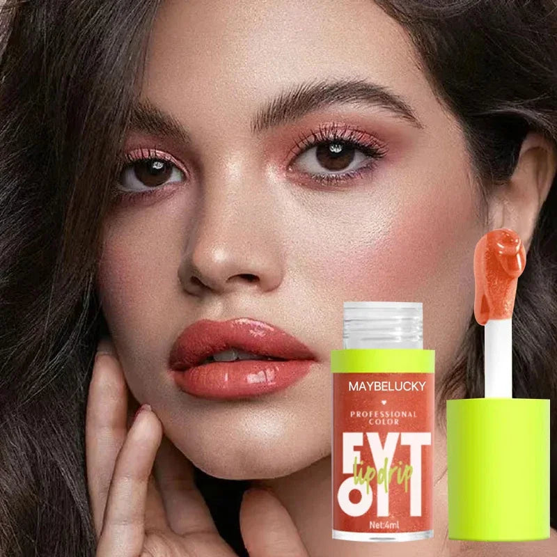 Glitter Lip Gloss Lip Plumper Moisturizing Makeup Nutritious Liquid Lipstick Transparent Cherry Mineral Non-stick Cup Lip Oil