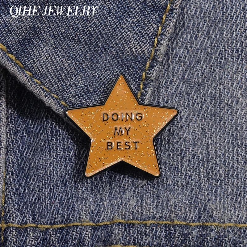 Best Star Enamel Pin Gold Metal Badge Brooch Lapel Jewelry Gift
