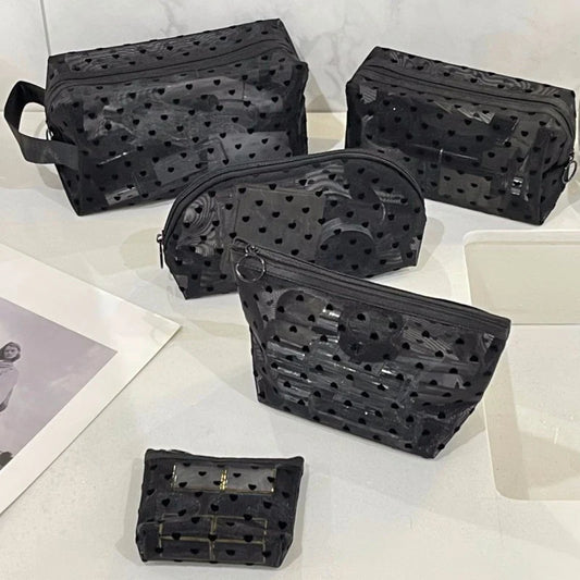 1Pcs Hot Mini Transparent Heart Makeup Bag Women Portable Lipsticks Cosmetic Storage Pouch Black Clear Cute Small Make Up Bag - Concordia Style Boutique