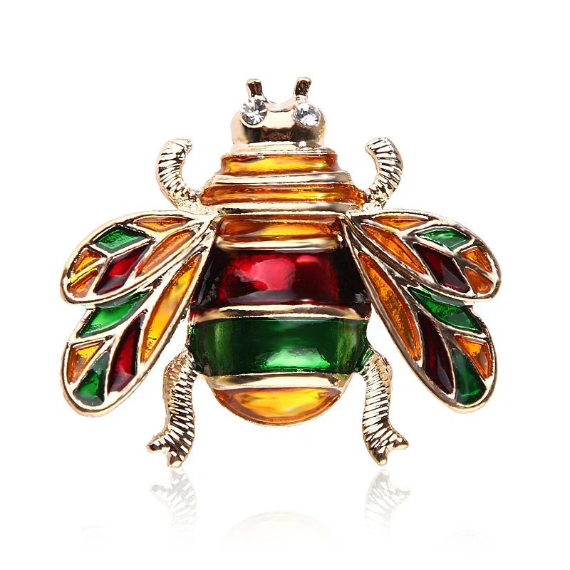 SHMIK Bee Beetle Crystal Pearl Brooch Pin Insect Jewelry Accessories