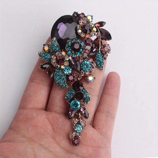 Women's Rhinestone Tassel Brooch Pin