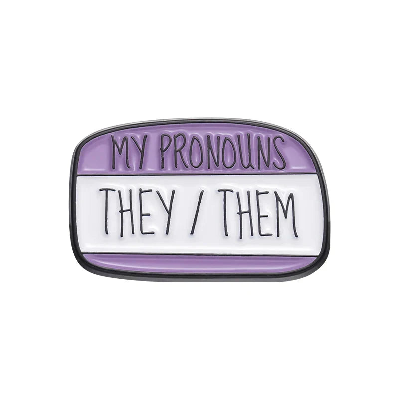 Pronouns Enamel Pin: They/Them He/She Brooch Badge Jewelry Gift