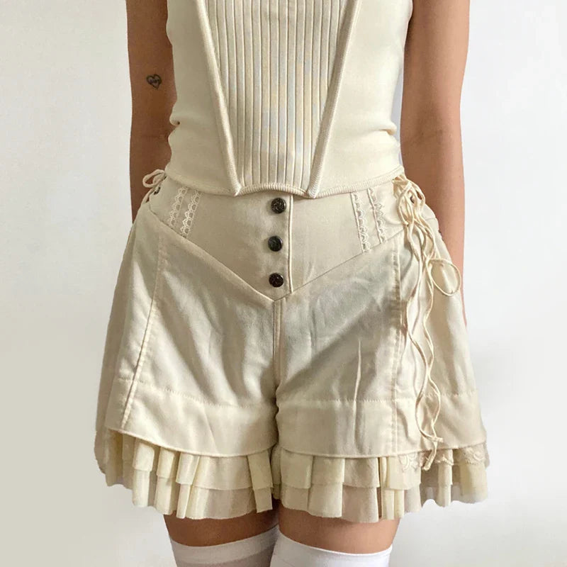 Cream Ruffle Shorts - Concordia Style Boutique