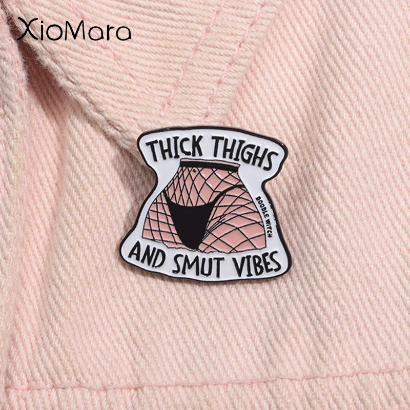 Sexy Figure Enamel Pin Black Stockings Brooch Lapel Badge Jewelry Gift