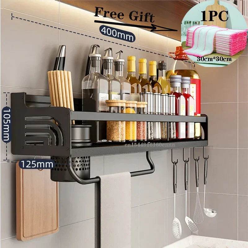 Wall-Mounted Kitchen Spice Rack Organizer