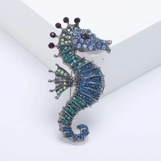 Rhinestone Seahorse Brooches Colorful Sea Life Pins Jewelry Accessories