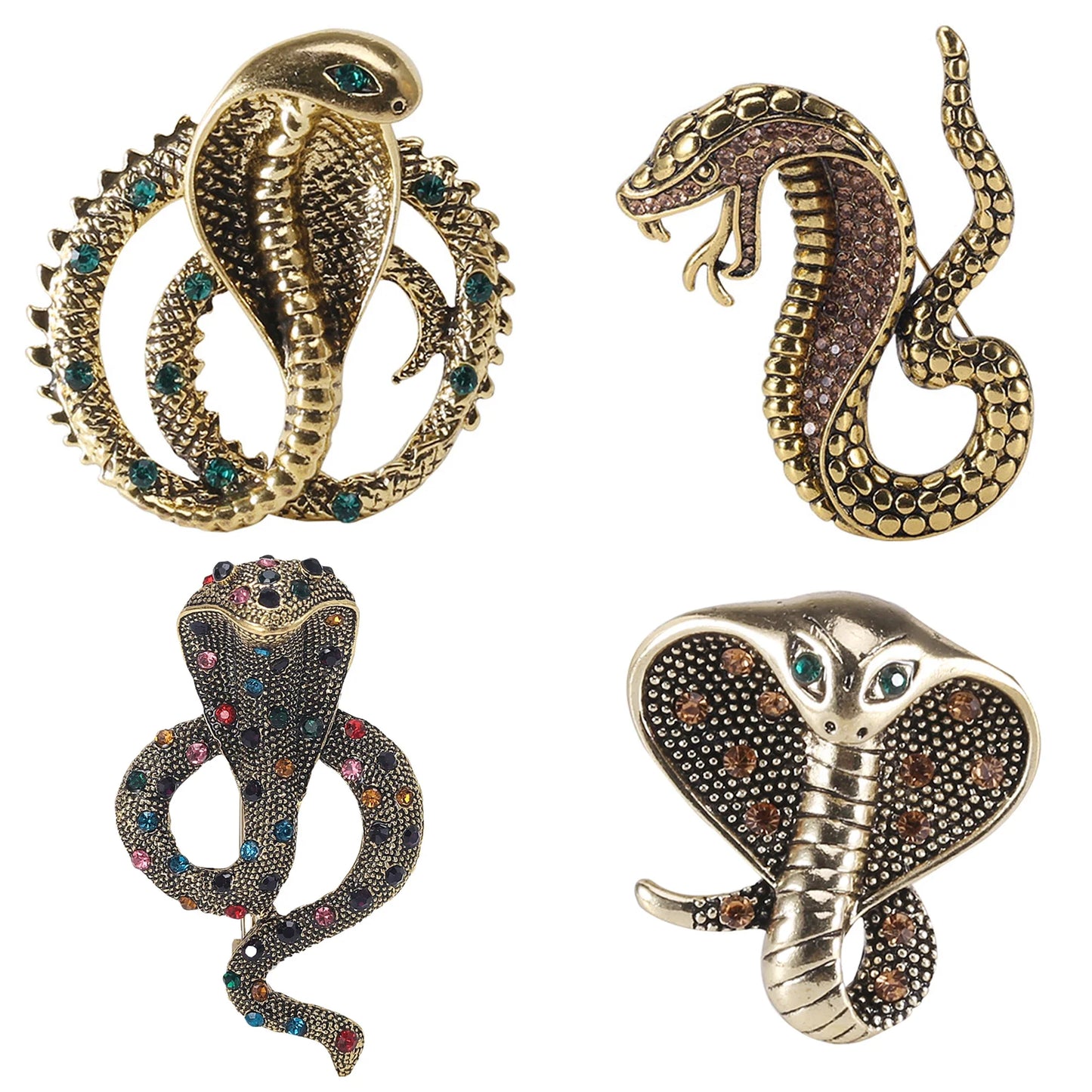 Rhinestone Cobra Brooch Enamel Animal Pin Jewelry Accessories