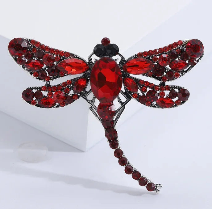 Crystal Rhinestone Dragonfly Brooch Pin for Women Men Party Office Gifts