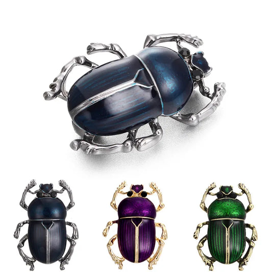Vintage Enamel Beetle Brooches for Women and Kids - Green Purple Insect Jewelry Gifts