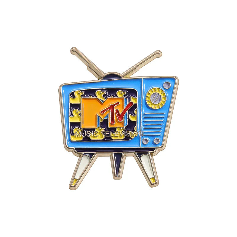 Retro TV Enamel Pins Cartoon Vintage Metal Brooches Lapel Badge Gift