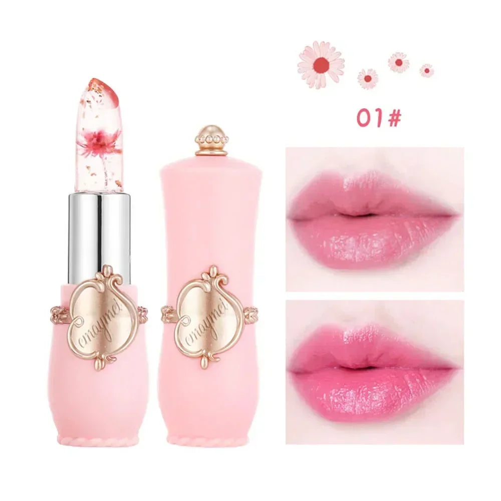 Dried Flower Jelly Lip Balm Lipstick Transparent Waterproof Crystal Lip Oil Hydrating Lip Gloss Plumper Clear Lip Plumper Makeup