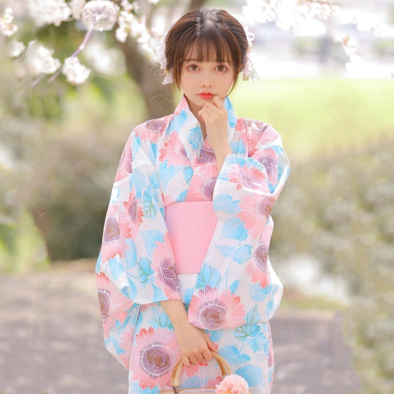 Pink and Blue Floral Yukata