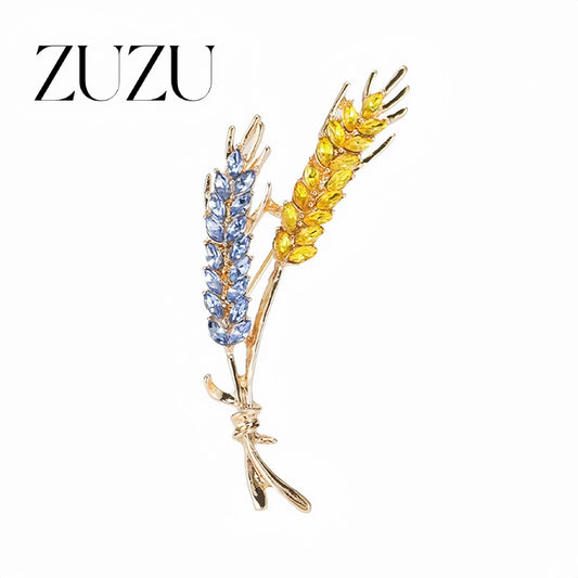Luxury Rhinestone Wheat Lapel Pin Jewelry for Men & Women