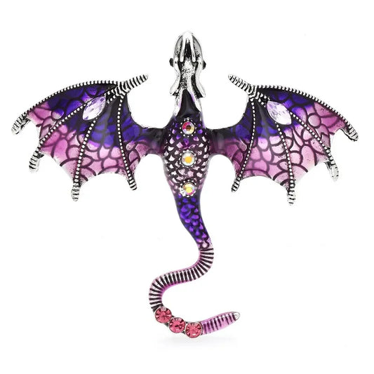 Wuli&baby Enamel Dragon Brooch 6-Color Rhinestone Pin Gift