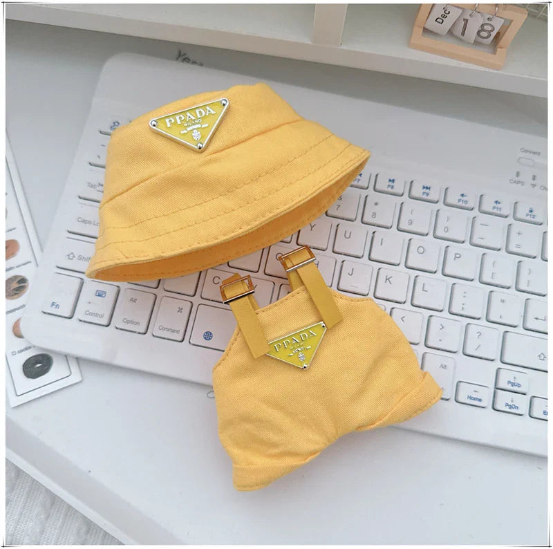 Labubu Doll Clothes – Mini Hat & Overalls Outfit Set