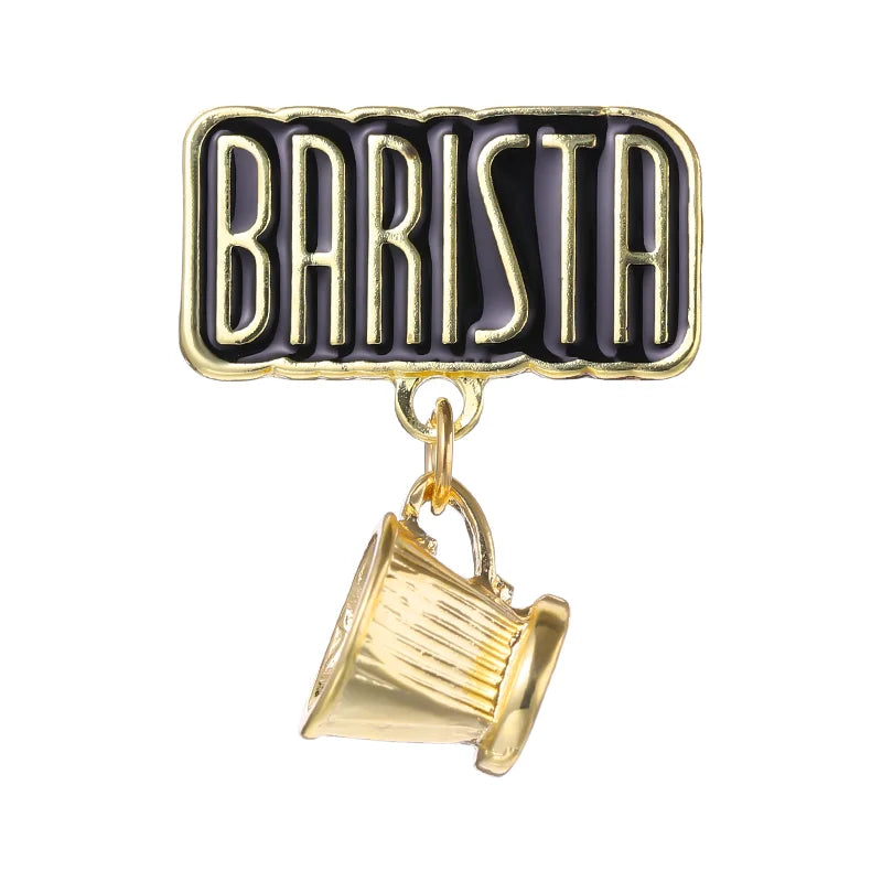 Barista Coffee Cartoon Enamel Pin Brooch Badge Lapel Jewelry Gift Wholesale