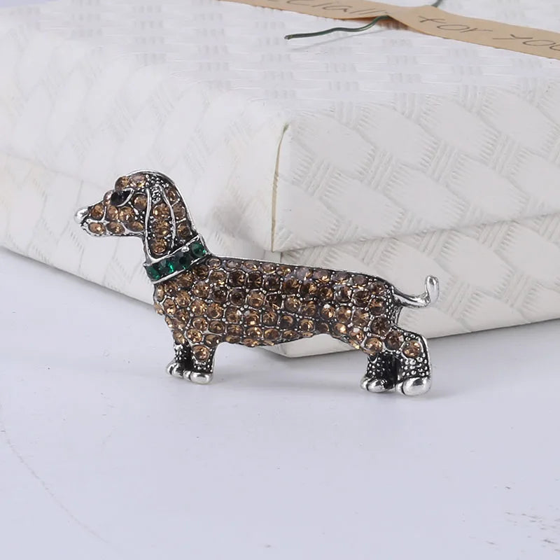 Rhinestone Dachshund Brooch Dog Lapel Pin Jewelry Accessories