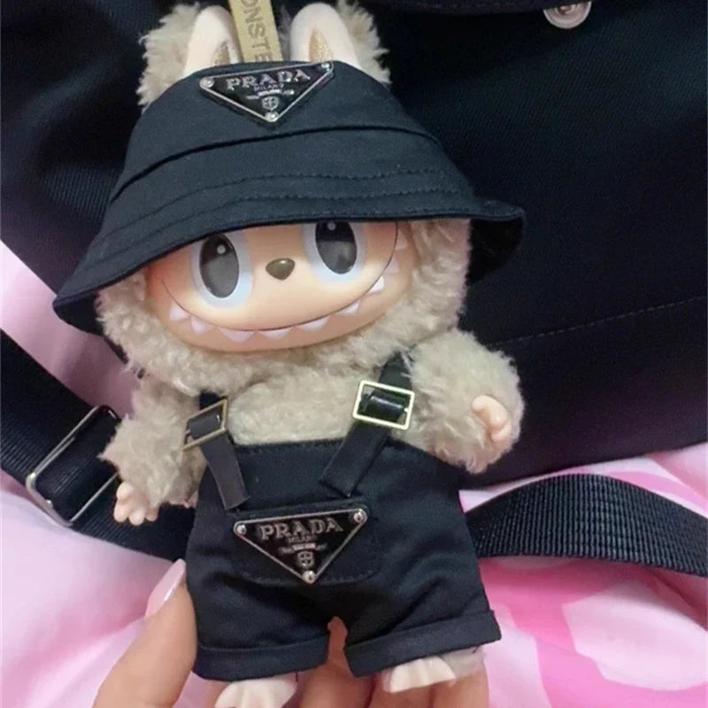 Labubu Doll Clothes – Mini Hat & Overalls Outfit Set