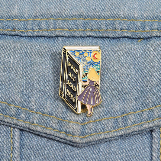 WERE ALL MAD HERE Enamel Pin Fantasy Adventure Movie Brooch Jewelry Gift