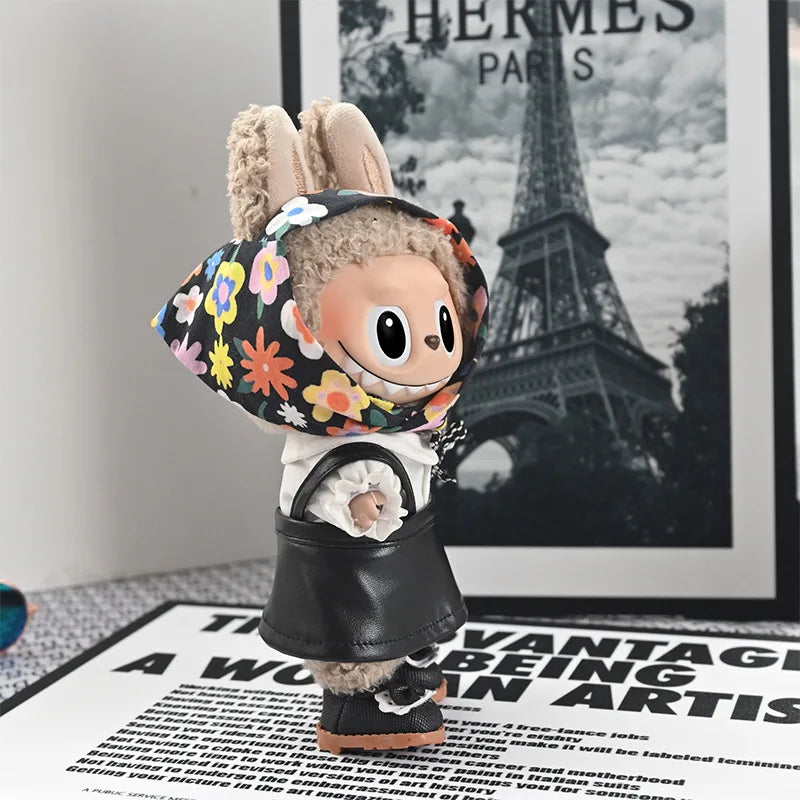 Labubu Doll Clothes – Leather Jacket & Macaron Dress