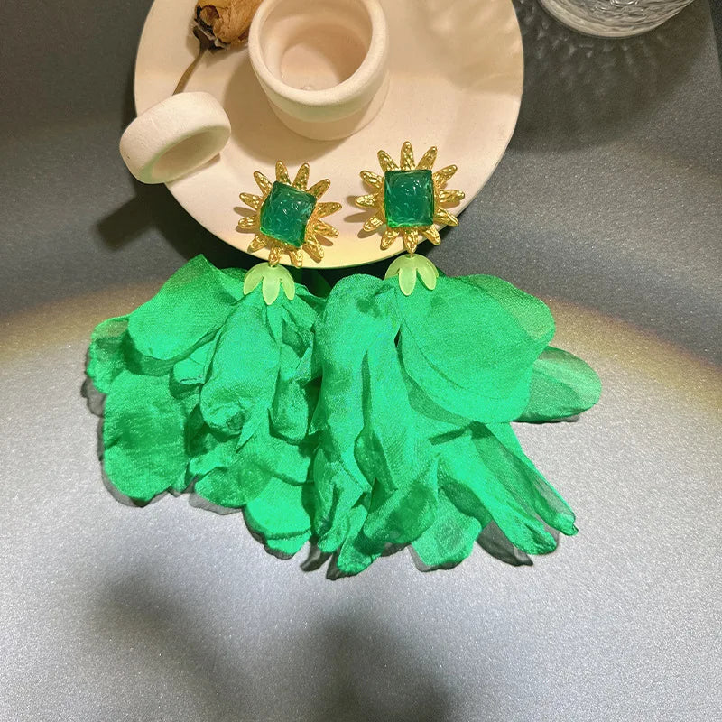 Handmade Cotton Long Tassel  Earrings