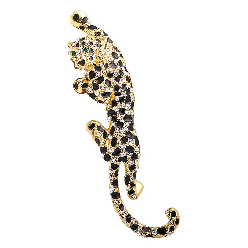 Climbing Leopard Enamel Brooch Pin Luxury Jewelry Accessory