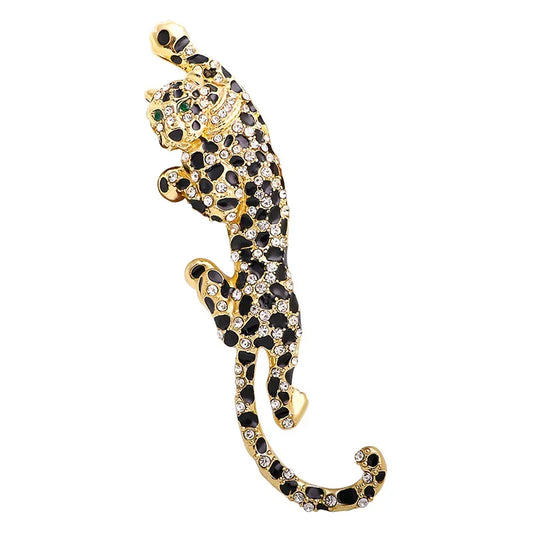 Climbing Leopard Enamel Brooch Pin Luxury Jewelry Accessory