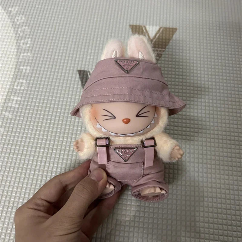 Labubu Doll Clothes – Mini Hat & Overalls Outfit Set