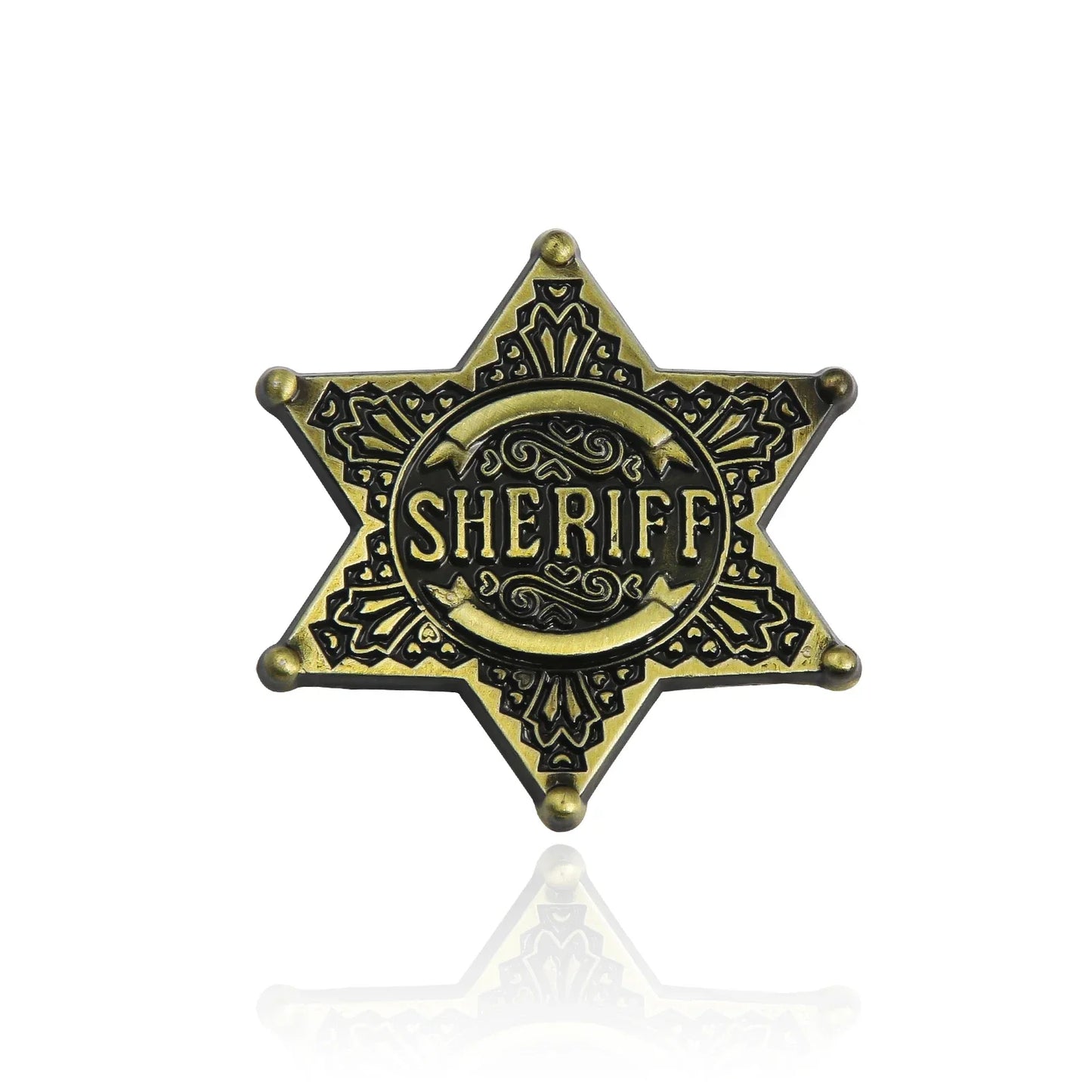Sheriff Badge Brooch Six-Pointed Star Police Lapel Pin Jewelry