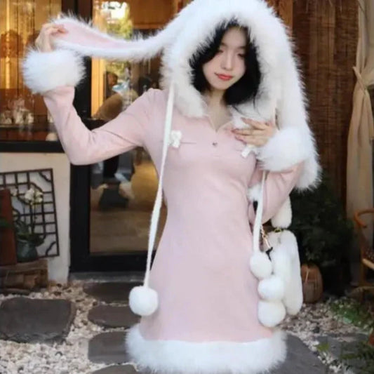 Bunny Ears Hooded Winter Dress - Concordia Style Boutique