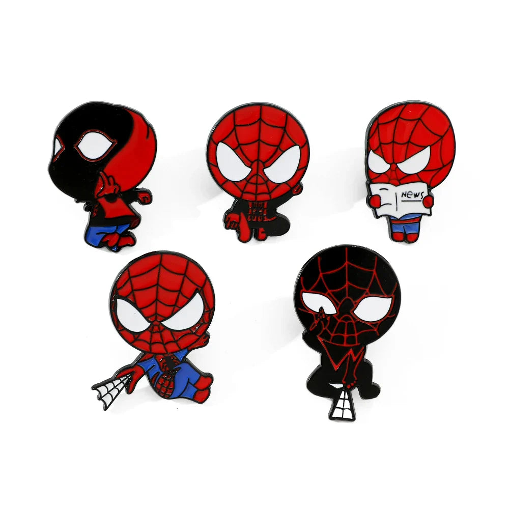 5 Pcs Spider-Man Enamel Brooch Set for Clothing and Bags