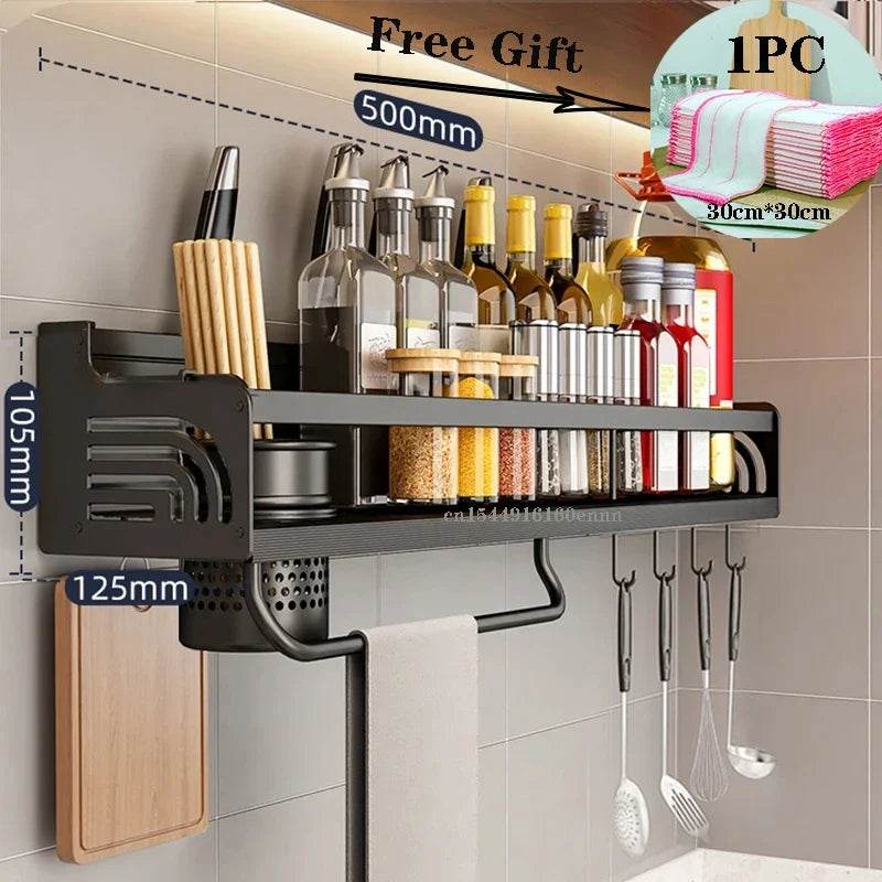 Wall-Mounted Kitchen Spice Rack Organizer