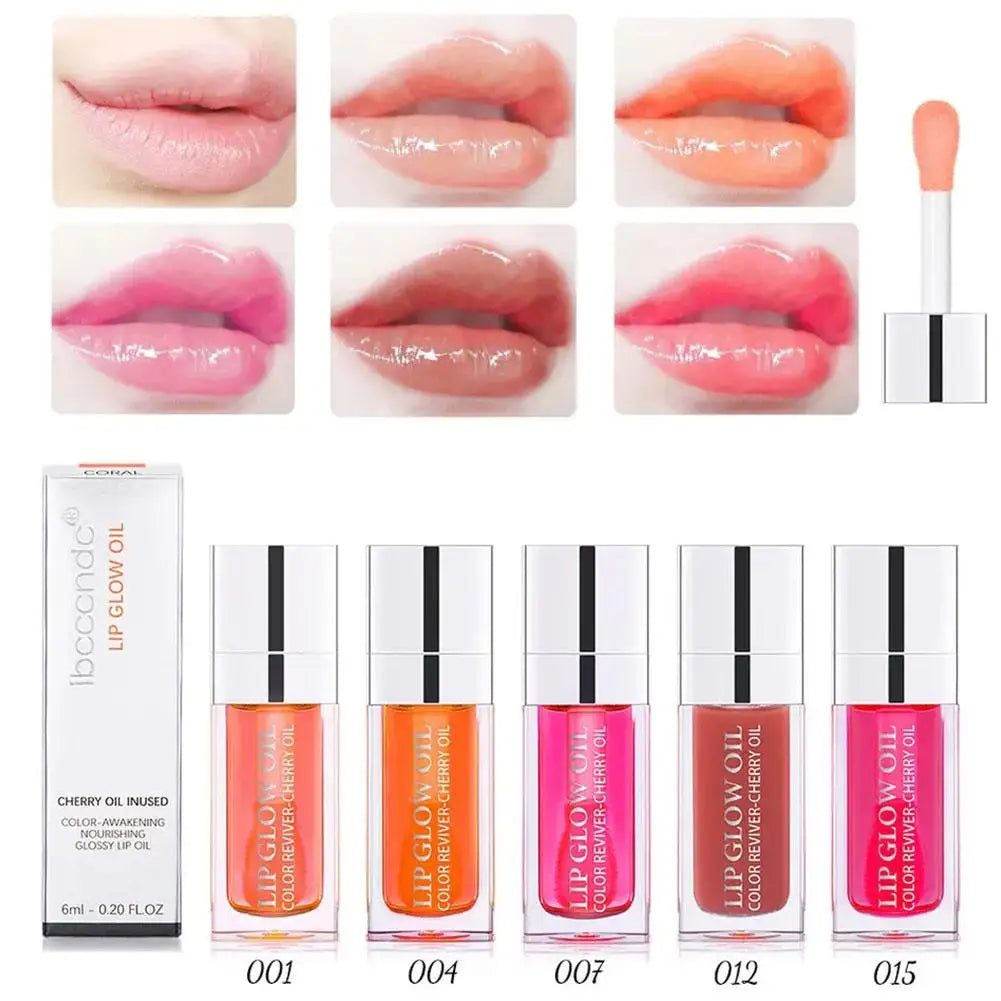Lip Oil Gloss Lip Plumper Makeup Moisturizing NonSticky Tint Water Cosmetics Care Lip Primer Glossy Glitter Balm Sexy J2B4