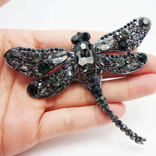 Crystal Rhinestone Dragonfly Brooch Pin for Women Men Party Office Gifts