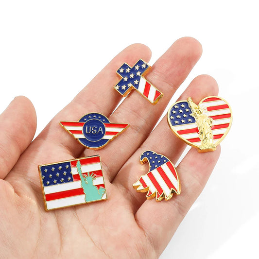 USA Flag Enamel Pin Veteran Souvenir Badge Lapel Brooch