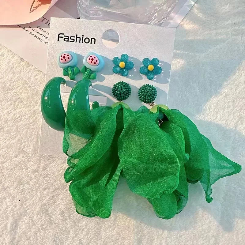 Handmade Cotton Long Tassel  Earrings