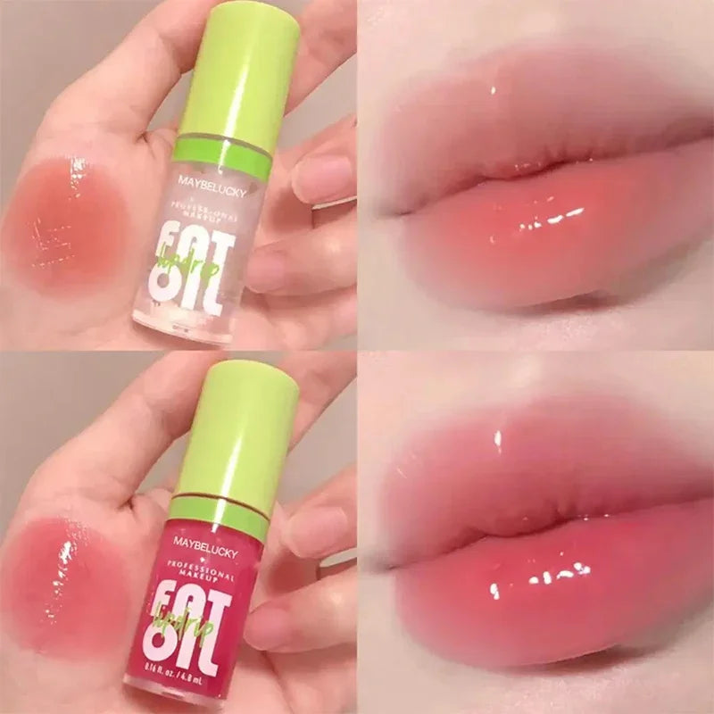 Glitter Lip Gloss Lip Plumper Moisturizing Makeup Nutritious Liquid Lipstick Transparent Cherry Mineral Non-stick Cup Lip Oil