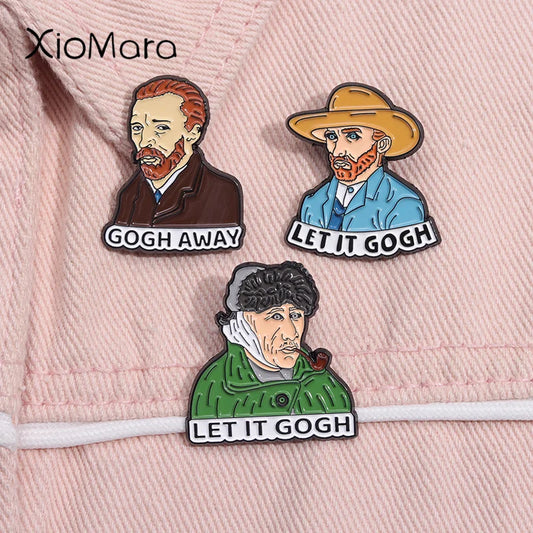 Let it Gogh Enamel Pins Van Gogh Brooch Lapel Badge Jewelry Gifts