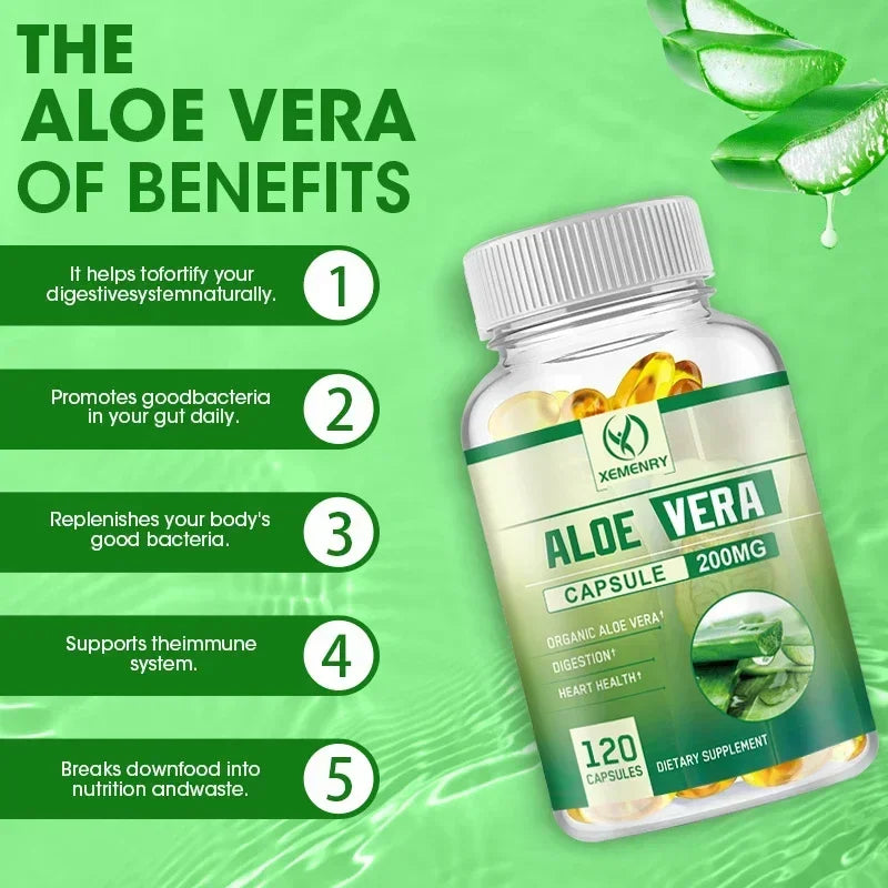 Aloe Vera Capsules - Fat Burner, Slimming Detox, Supports Digestive Immune Health, for Heart and Joint Health