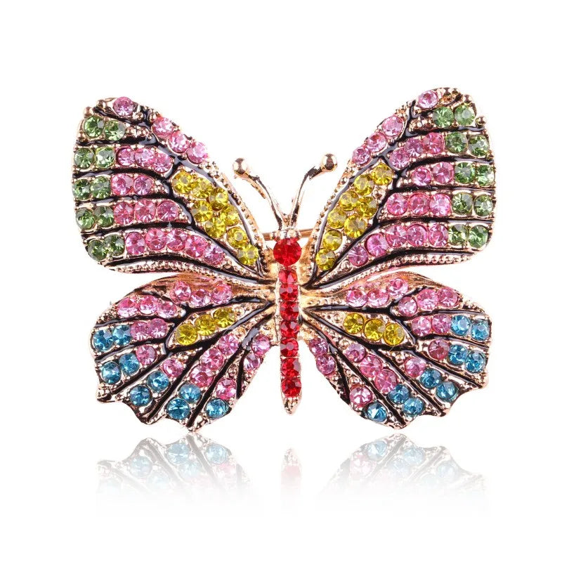 Rhinestone Butterfly Brooch, Multi-color, Women's Gift
