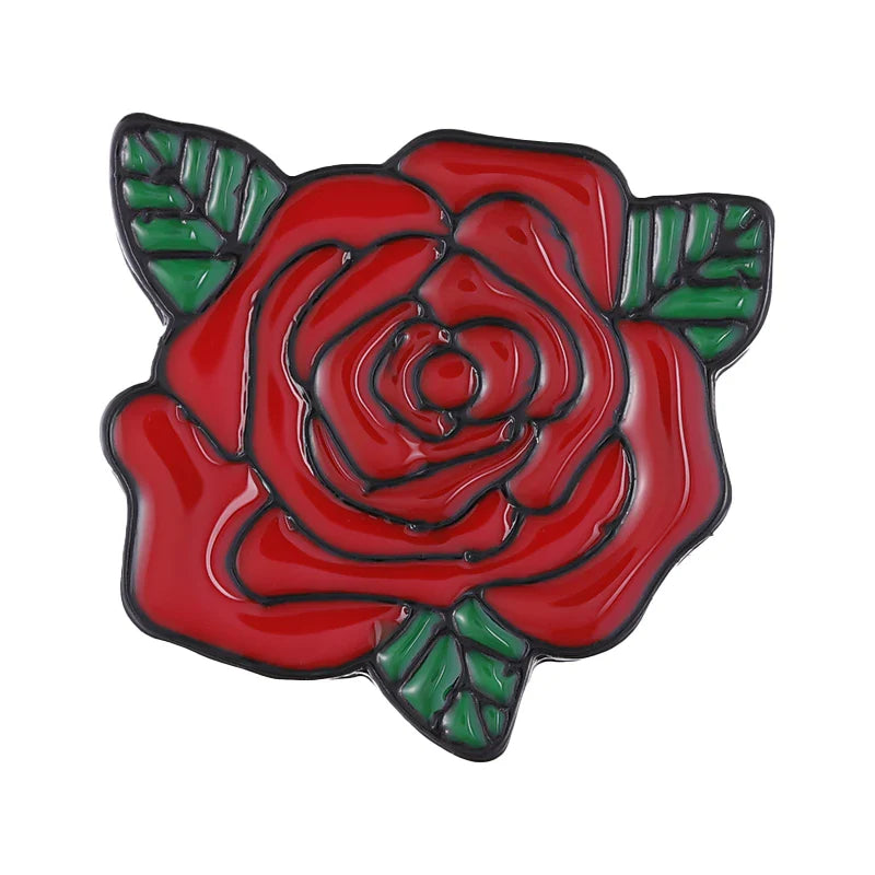 Red Rose Enamel Pin Brooch Lapel Metal Badge Jewelry Gift Wholesale