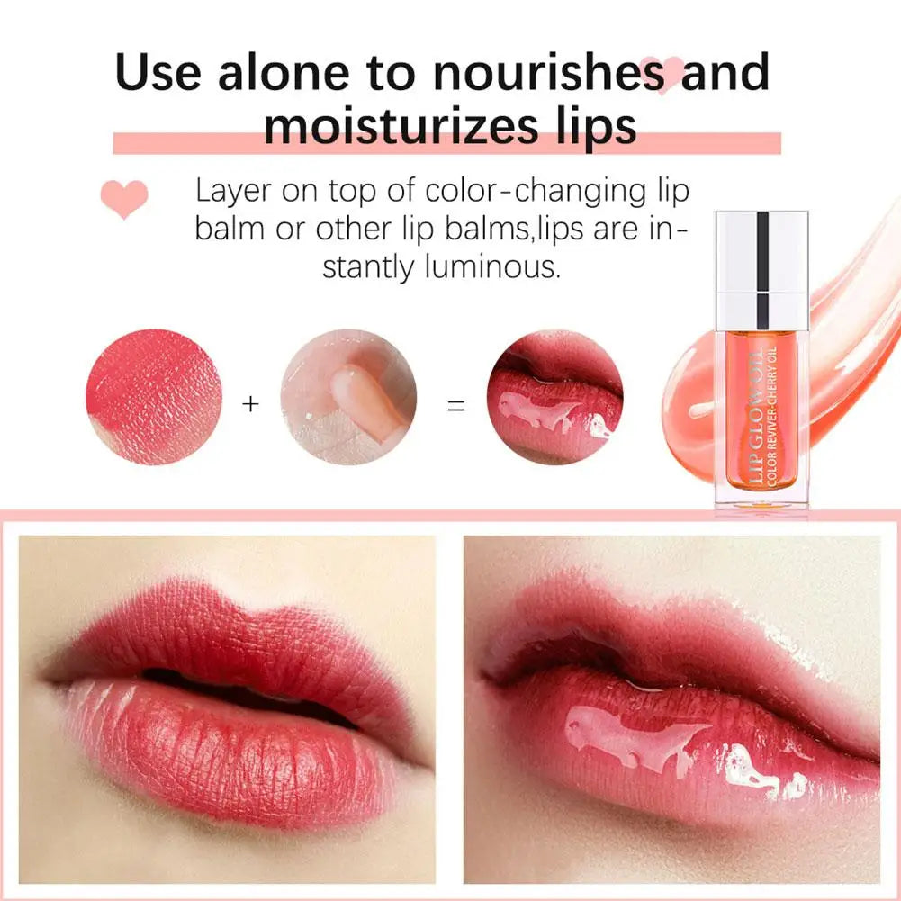 Lip Oil Gloss Lip Plumper Makeup Moisturizing NonSticky Tint Water Cosmetics Care Lip Primer Glossy Glitter Balm Sexy J2B4
