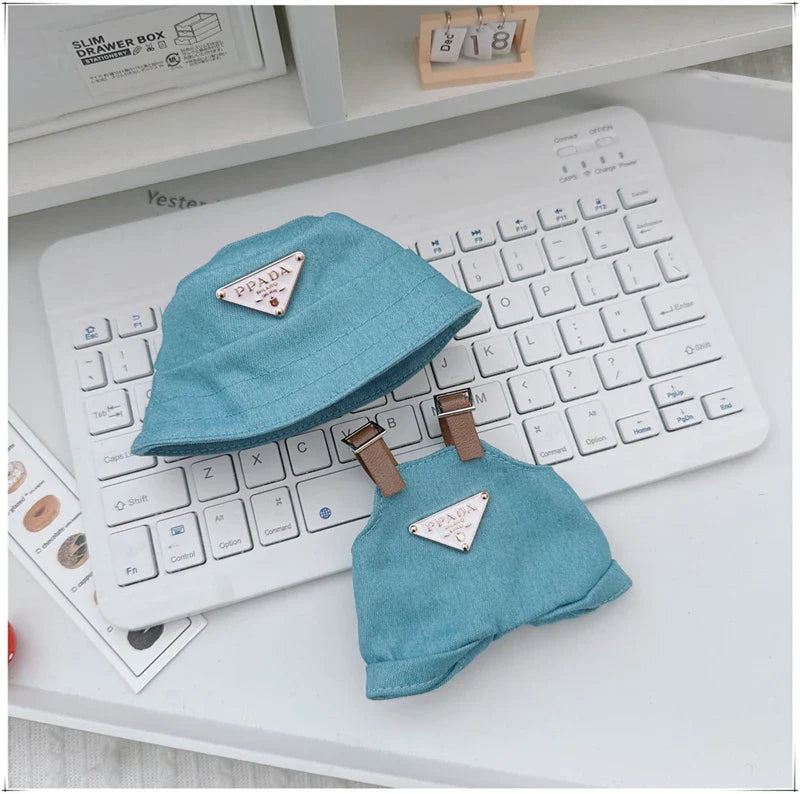 Labubu Doll Clothes – Mini Hat & Overalls Outfit Set