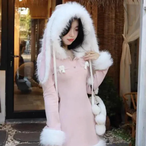 Bunny Ears Hooded Winter Dress - Concordia Style Boutique