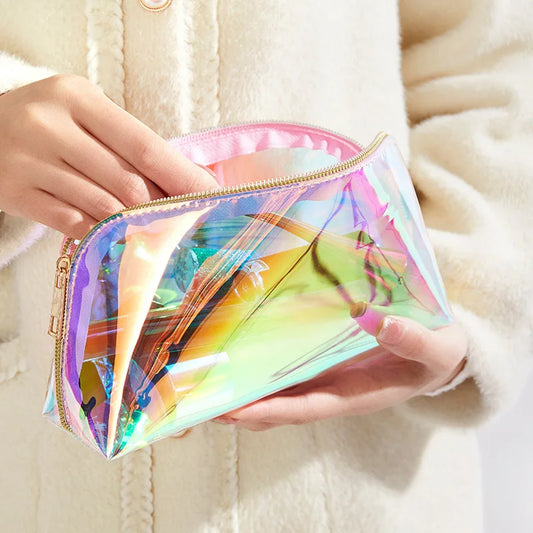 1pcs Korean Laser TPU Cute Makeup Bag Travel Cosmetic Organizer Transparent Waterproof Wash Bag Change Lipstick Storage Bag - Concordia Style Boutique